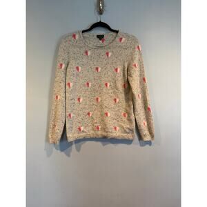 Talbots Pure Cashmere Heart Print Crewneck Sweater Size M